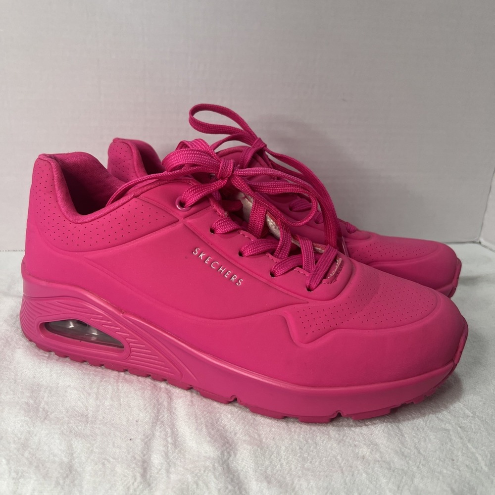 Sketchers Woman's Uno Night Shades  Hot Pink sz 7.5 Air-Cooled Memory Foam *0028